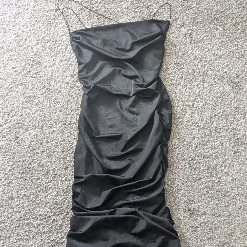 Black Slinky Ruched Dress